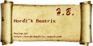 Horák Beatrix névjegykártya